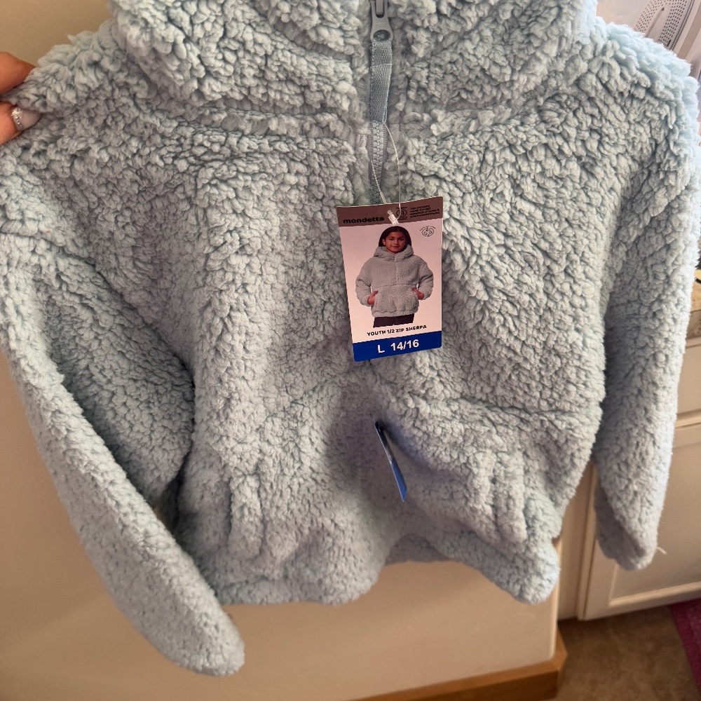 MONDETTA YOUTH GIRLS SIZE 14/16 COZY 1/2 ZIP SHERPA LAVENDER PURPLE NWT BRAND NE
